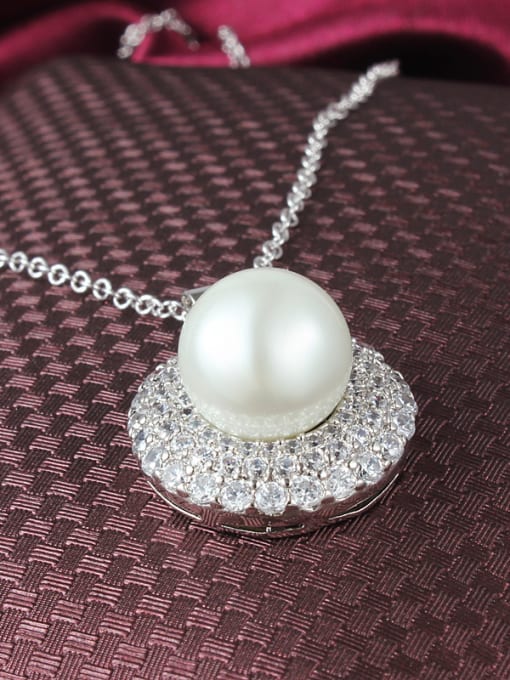 SANTIAGO Exquisite 18K White Gold Artificial Pearl Necklace 1