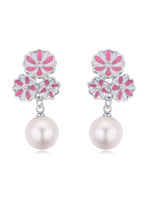 white Fashion Flowers Imitation Pearls Alloy Stud Earrings