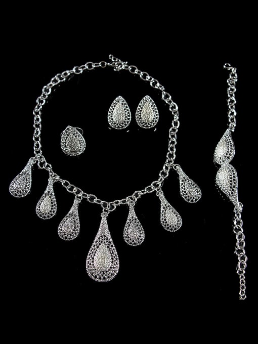 Lan Fu Hollow Water Drop Colorfast Four Pieces Jewelry Set 1