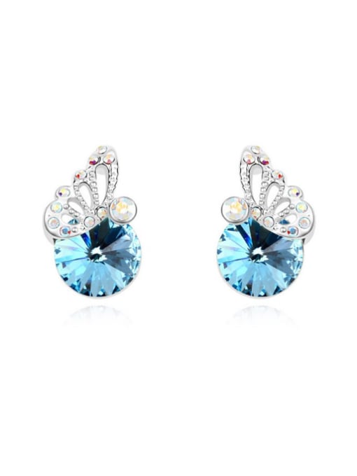 QIANZI Fashion austrian Crystals Little Butterfly Alloy Stud Earrings 2