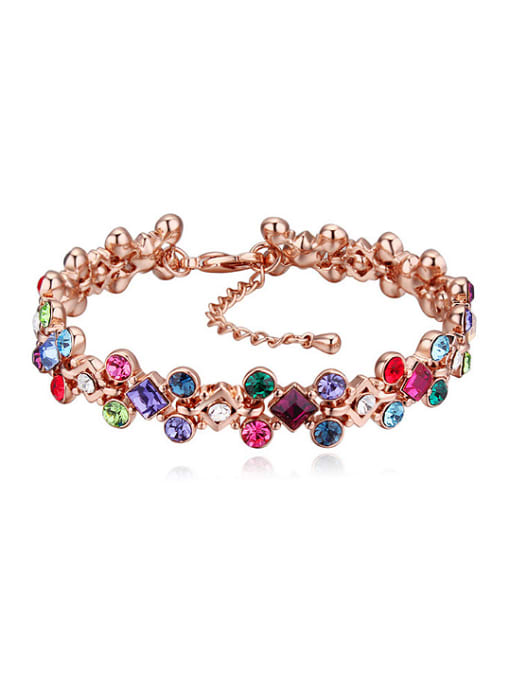 multi-color Exquisite Shiny austrian Crystals Rose Gold Plated Bracelet