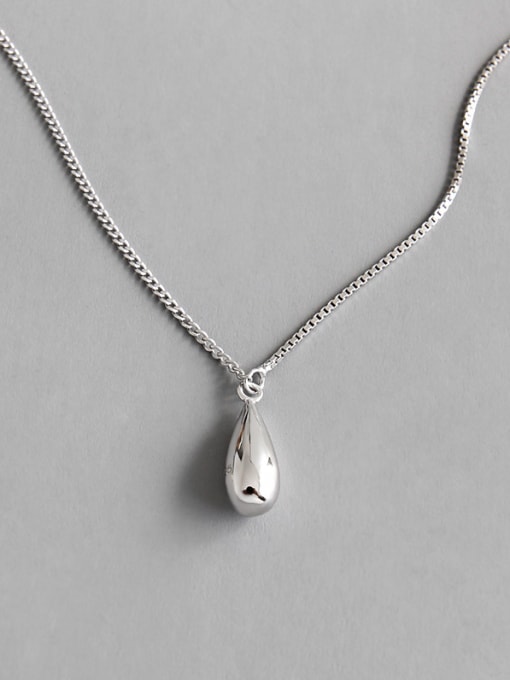DAKA 925 Sterling Silver With Platinum Plated Simplistic Water Drop Necklaces 0