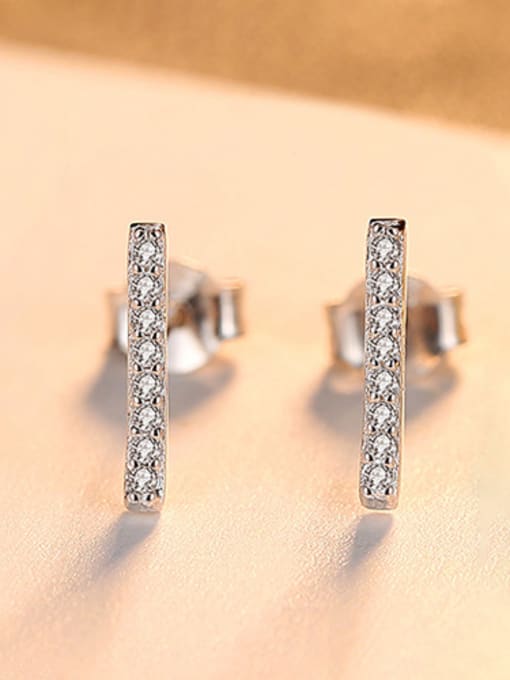 Platinum 925 Sterling Silver With 18k Gold Plated Simplistic One-character  Stud Earrings