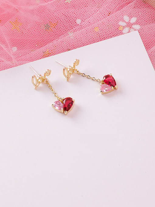 Girlhood Alloy With Gold Plated Simplistic Heart Drop Earrings 1