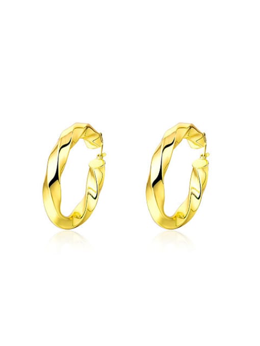 Golden Exquisite Platinum Plated Twisted Round Shaped Earrings