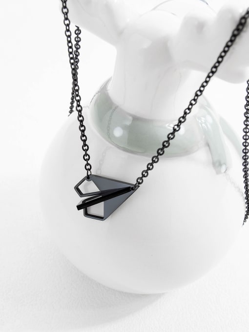 Open Sky Stainless Steel With Black Gun Plated Simplistic Plane Necklaces 2