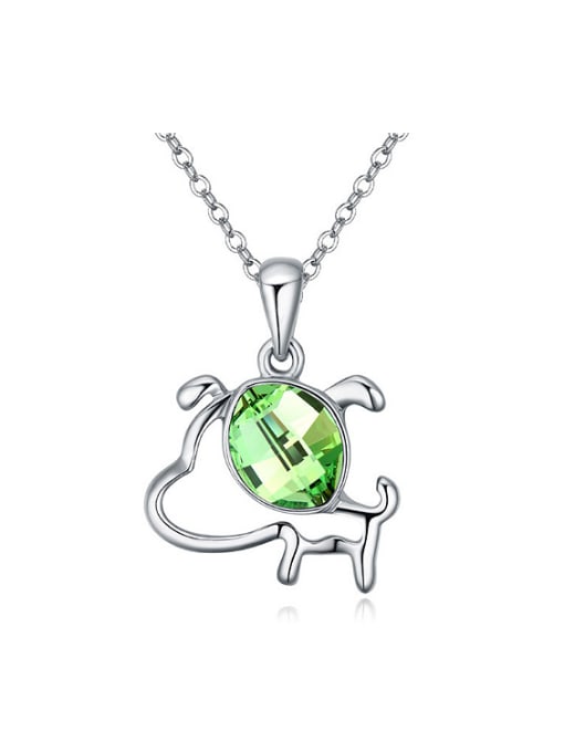 QIANZI Fashion Zodiac Dog Oval austrian Crystal Pendant Alloy Necklace 0