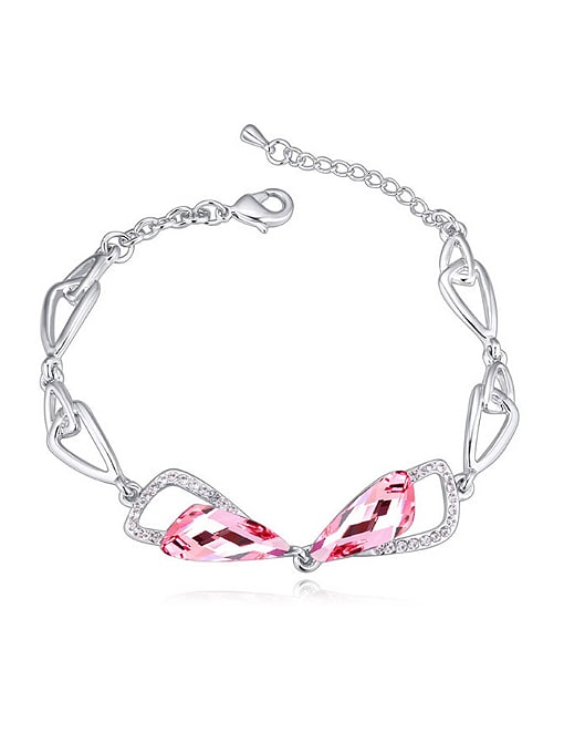 pink Exquisite Swarovaki Crystals-accented Bowknot Alloy Bracelet