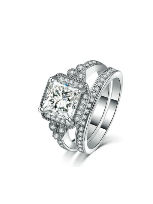 ZK Fashion Micro Pave Zircon White Gold Plated Ring