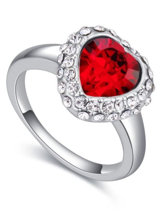 red Fashion Heart Cubic austrian Crystals Alloy Ring