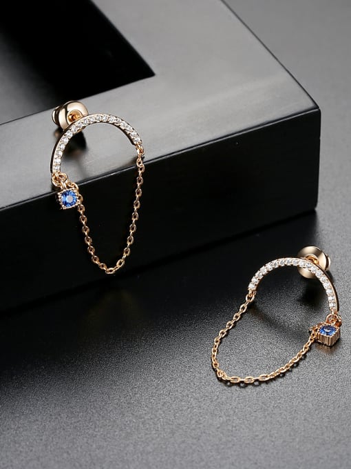 BLING SU Copper With 3A cubic zirconia Trendy Geometric Earrings 2