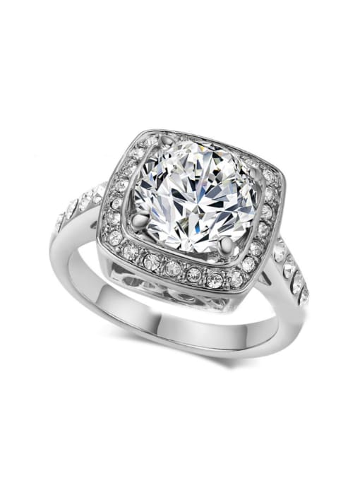 ZK Noble Square Zircons White Gold Plated Ring 0