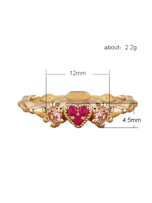 MATCH Copper With Cubic Zirconia  Heart Band Rings 1