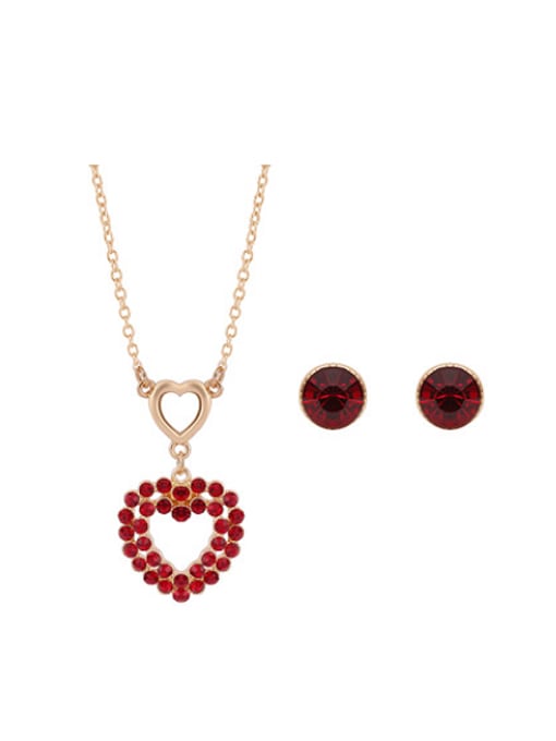 BESTIE Alloy Imitation-gold Plated Fashion Artificial Stones Heart-shaped Two Pieces Jewelry Set 0