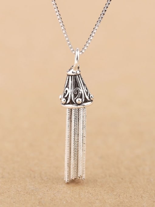 Peng Yuan Retro style Tassel Silver Necklace 0