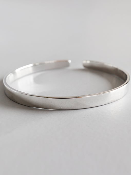 DAKA 925 Sterling Silver With Silver Plated Simplistic Geometric opening Bangles 0