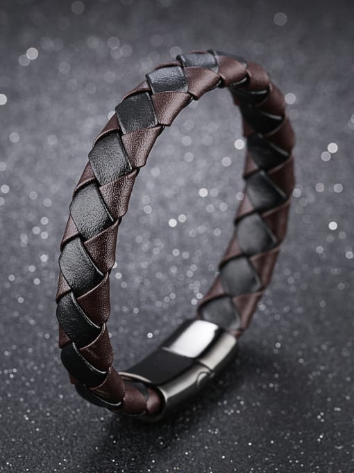 Open Sky Retro style Woven Artificial Leather Men Bracelet 2