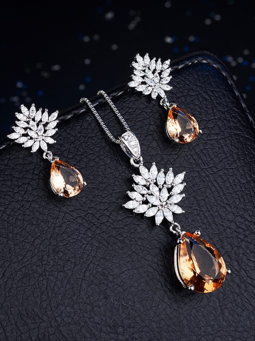 ROSS Copper With Cubic Zirconia Delicate Water Drop 2 Piece Jewelry Set 1