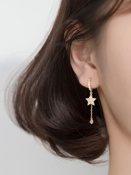 Rosh 925 Sterling Silver With Gold Plated Simplistic Star Clip On Earrings 1