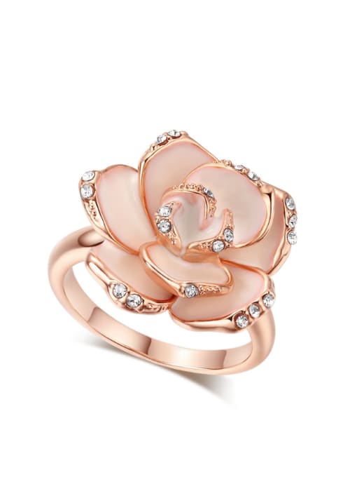 Pink And Rose 6# Retro Style Flower Plating Women Ring
