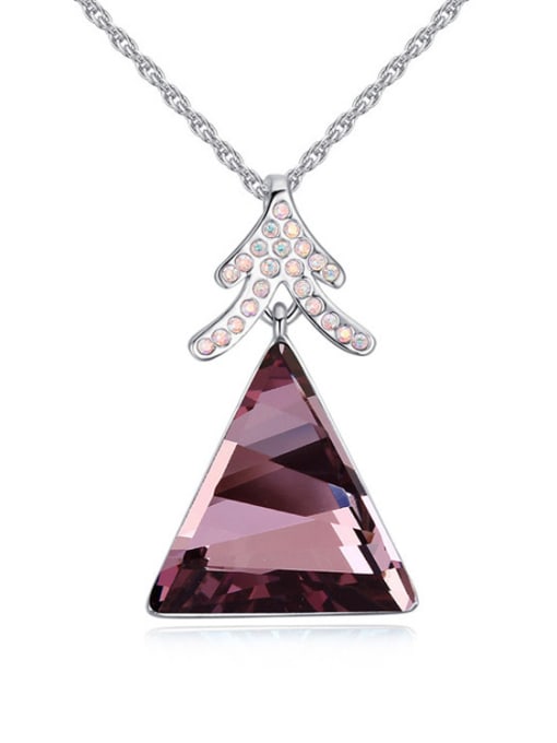 purple Fashion Triangle austrian Crystal Pendant Alloy Necklace