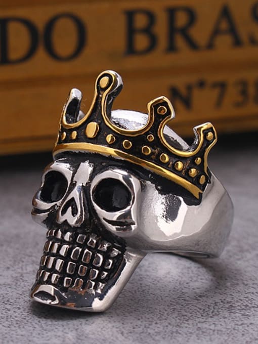 RANSSI Retro Crown Skull Statement Ring 1