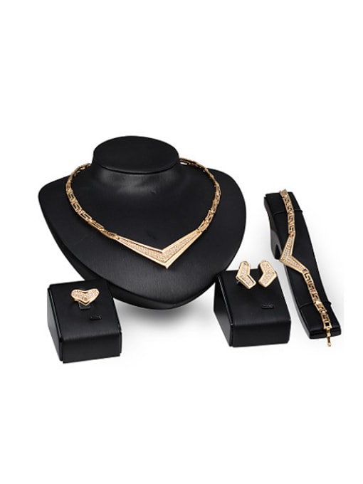 BESTIE 2018 2018 2018 2018 2018 Alloy Imitation-gold Plated Fashion Rhinestones Four Pieces Jewelry Set
