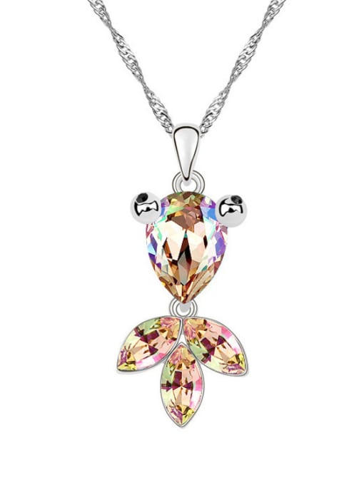 QIANZI Personalized Little Golden Fish austrian Crystals Pendant Alloy Necklace 2