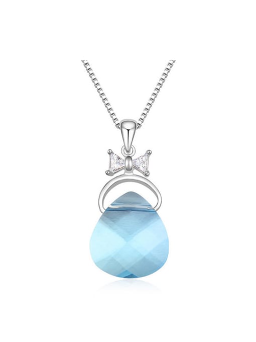QIANZI Simple Water Drop austrian Crystals Little Bowknot Alloy Necklace