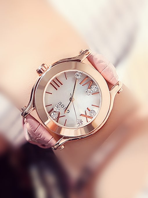 pink GUOU Brand Classical Movable Rhinestones Watch