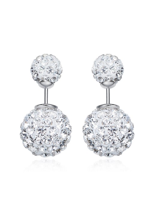 CEIDAI Fashion Shiny Cubic Zirconias-covered Beads 925 Silver Stud Earrings 0