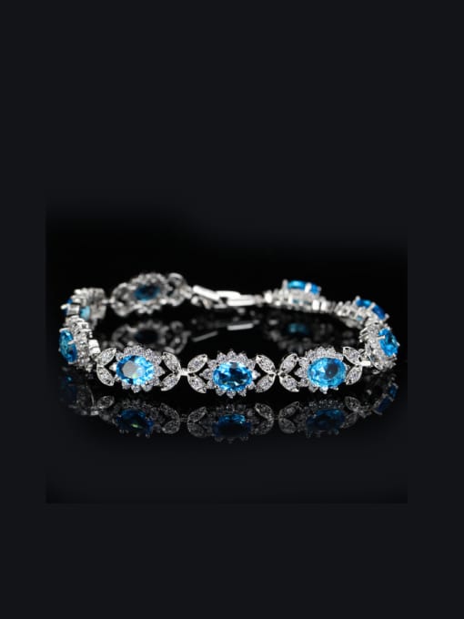 light Blue Luxury Zircon Evening Party Bracelet