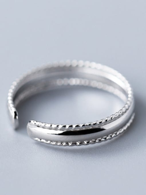 Rosh 925 Sterling Silver With Platinum Plated Simplistic Multi-Layer Lace  Free Size Rings 1