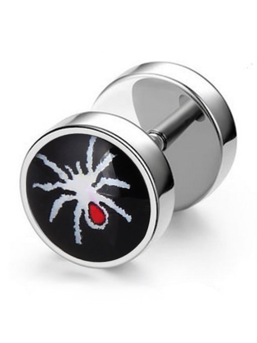 spider Stainless Steel With Silver Plated Trendy Geometric umbbell Stud Earrings