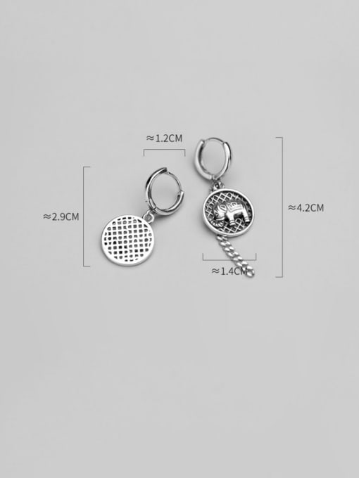 Rosh 925 Sterling Silver With Antique Silver Plated Vintage Round Mesh Elephant Earrings 3