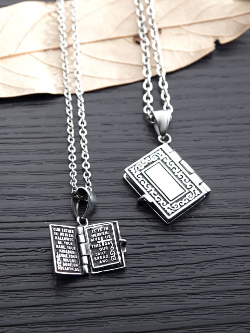 Open Sky Stainless Steel With Silver Plated Vintage Square Bible cross Necklaces 2