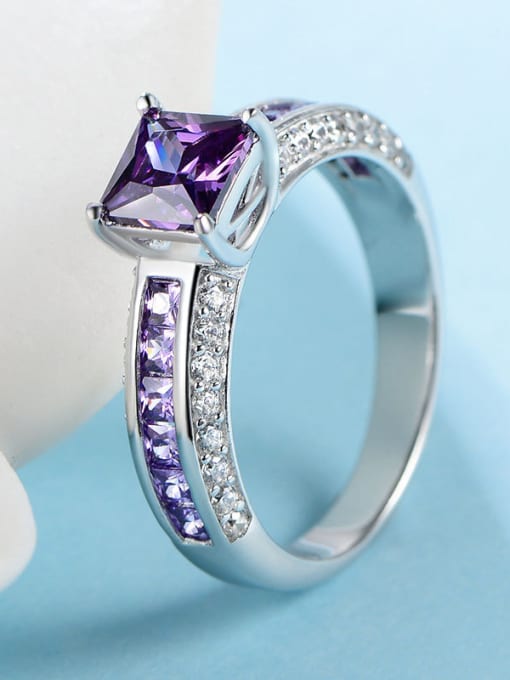 Purple 2018 925 Silver Zircon Ring