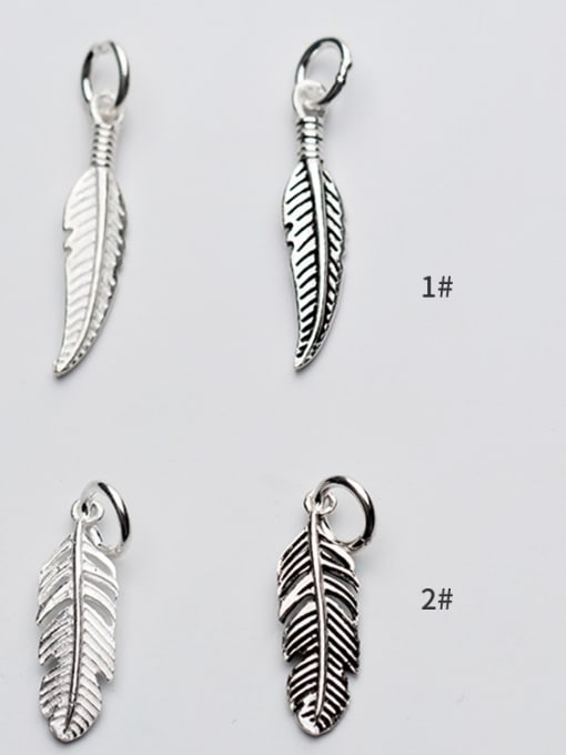 FAN 925 Sterling Silver With Platinum Plated Vintage Leaf Charms 1