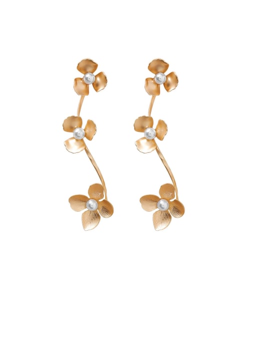 A gold Alloy With Imitation Gold Plated Fashion Flower Drop Earrings