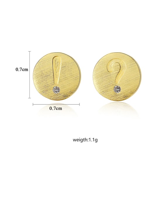CCUI 925 Sterling Silver With Gold Plated Simplistic Round Mark  Stud Earrings 4