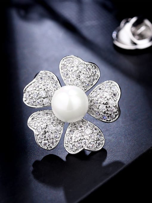 D014 Copper With  Cubic Zirconia Delicate Flower Multi style combination Lapel Pins