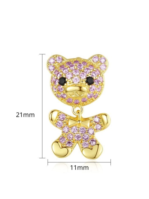 BLING SU Copper With Gold Plated Delicate Animal Bear Drop Earrings 3