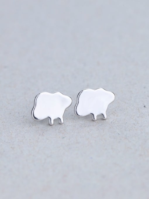 One Silver Simple Tiny Sheep 925 Silver Stud Earrings 0