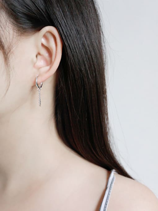 DAKA 925 Sterling Silver Trendy Chain asymmetric Drop Earrings 2