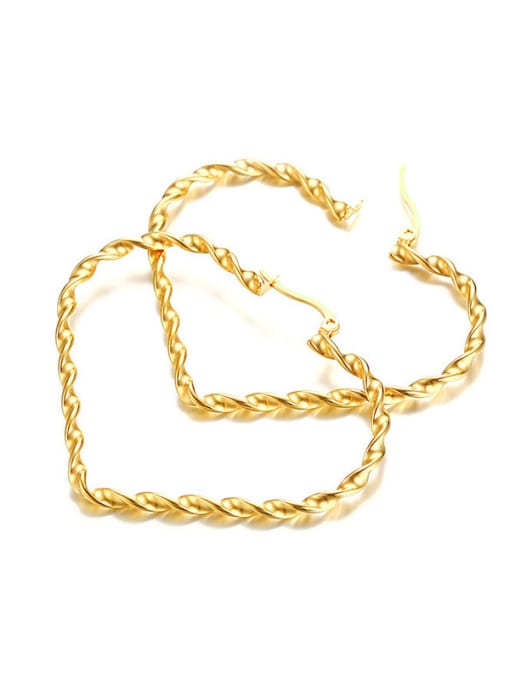 LI MUMU Stainless Steel With IP Gold Plated Fashion Heart Stud Earrings 2