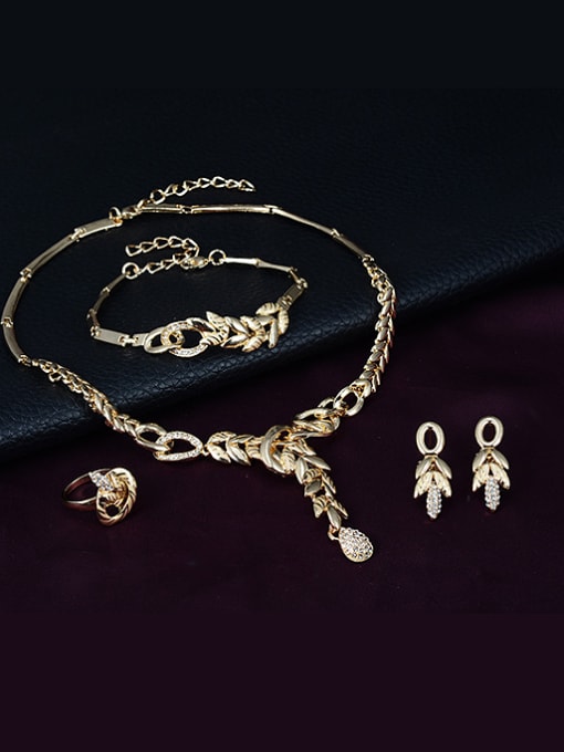 BESTIE Alloy Imitation-gold Plated Fashion Leaf-shaped Four Pieces Jewelry Set 1