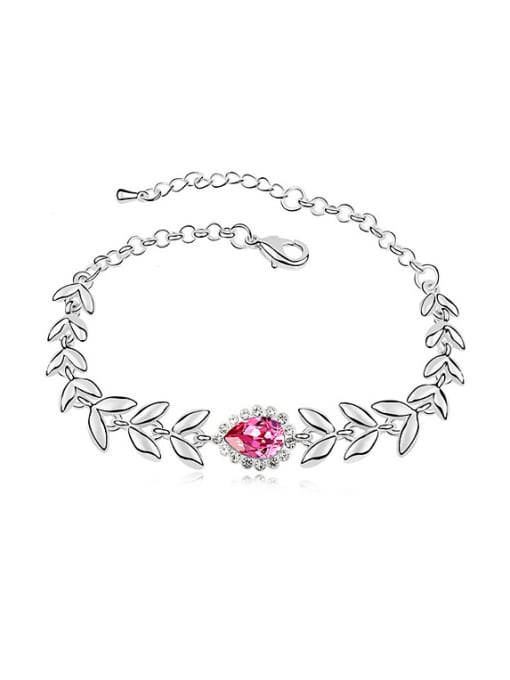 pink Fashion Water Drop austrian Crystals Leaves Alloy Bracelet