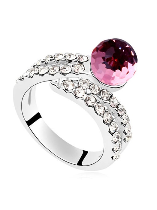 purple Fashion Cubic austrian Crystals Bead Alloy Ring