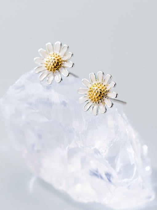 Rosh Sterling Silver Daisy double color electroplated ear nail