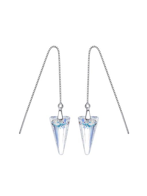 White Simple Triangle austrian Crystal Women Line Earrings